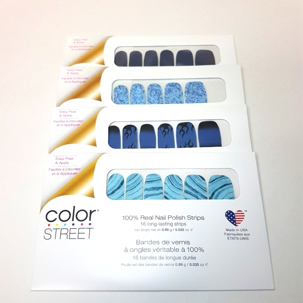 Color Street nail set Lot of 4 Blue shades